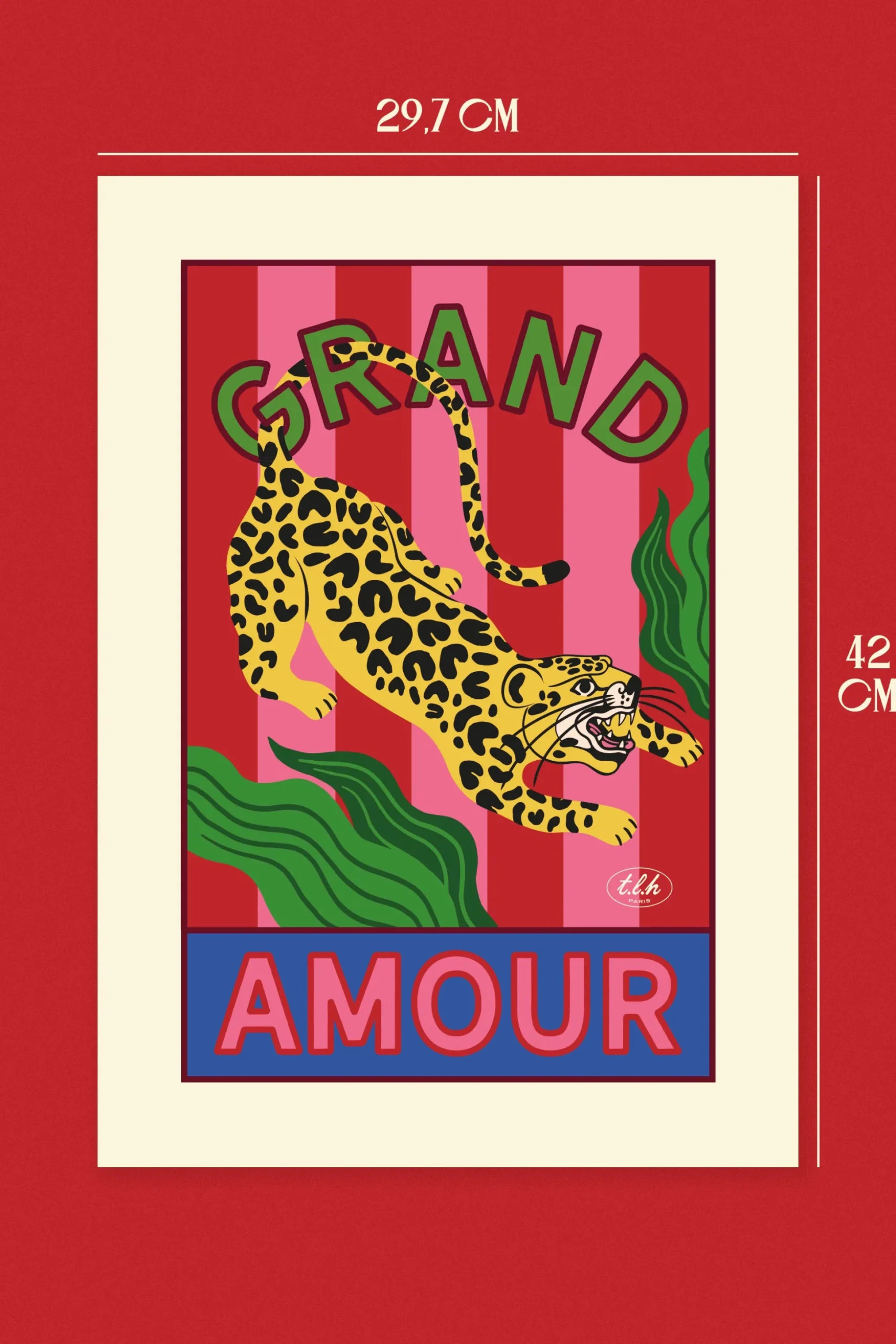 AFFICHE A3 GRAND AMOUR LEOPARD