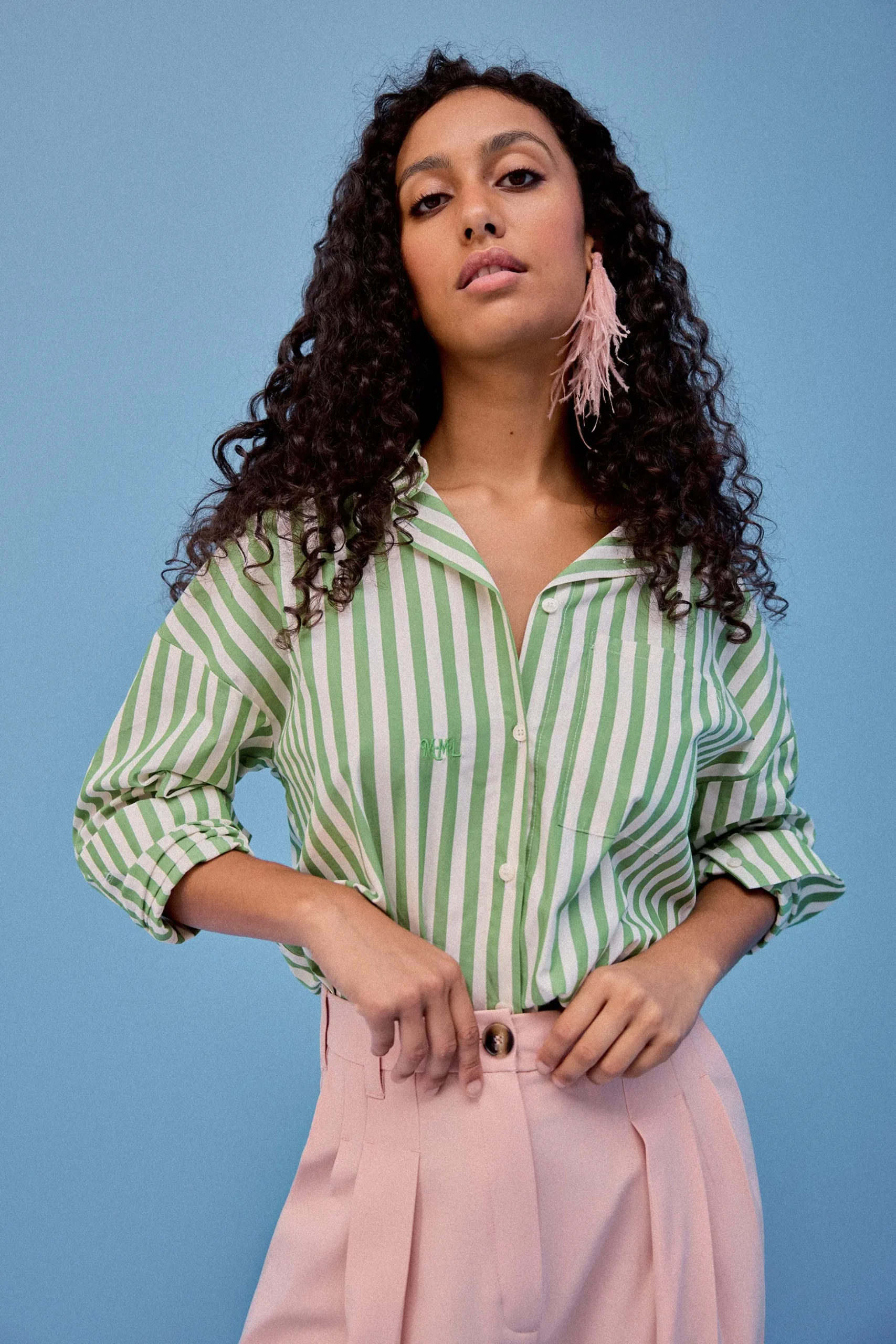 CHEMISE OMER GREEN STRIPE