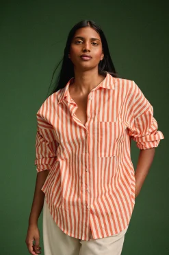 CHEMISE OMER ORANGE STRIPE