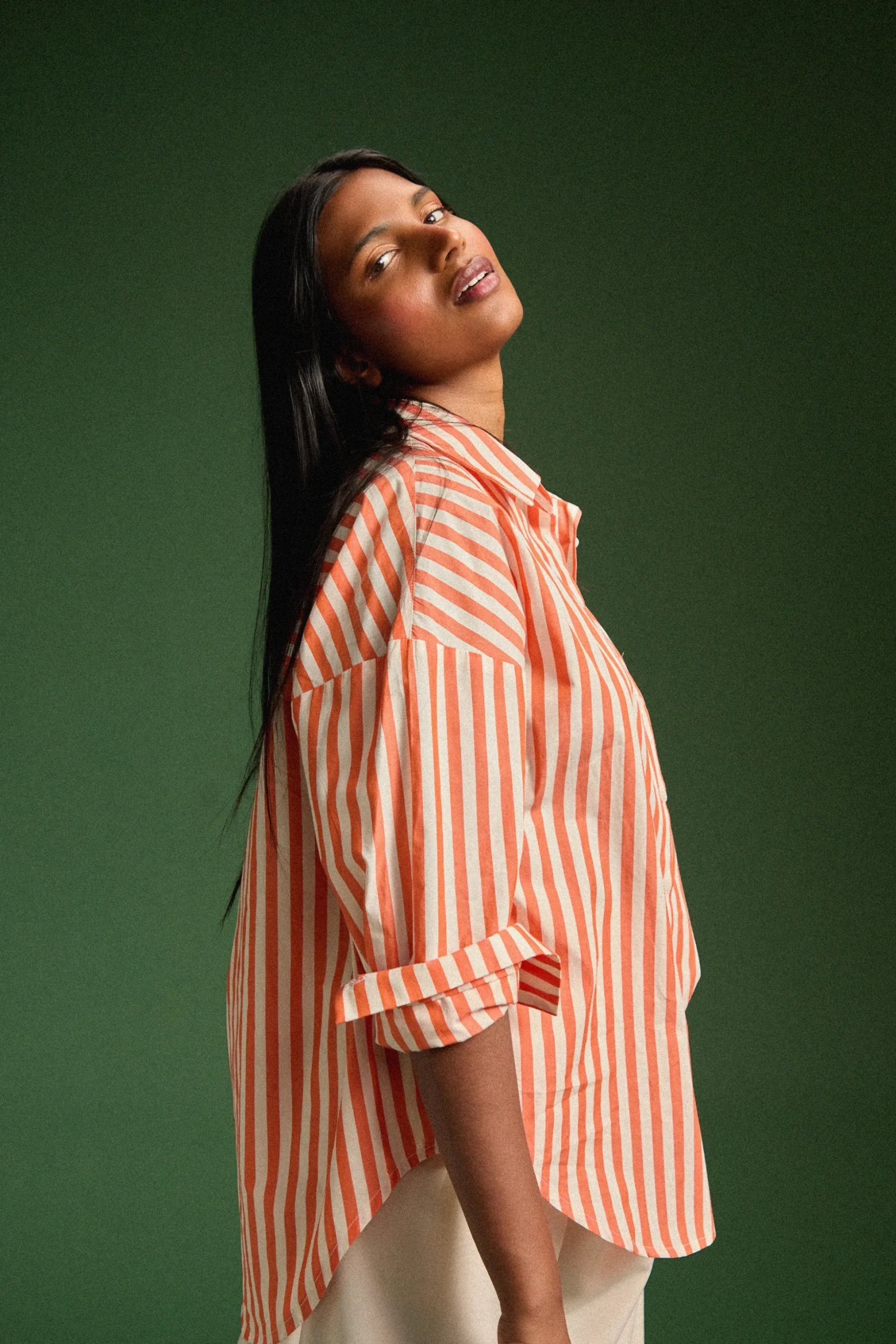 CHEMISE OMER ORANGE STRIPE