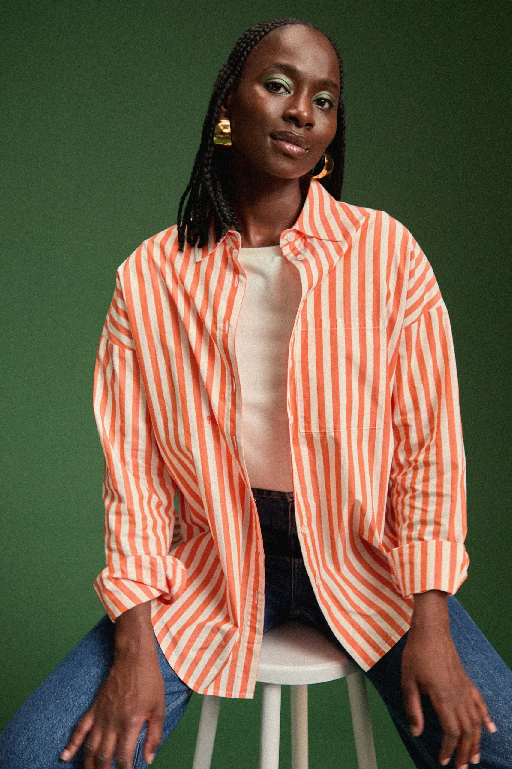 CHEMISE OMER ORANGE STRIPE