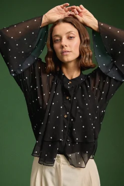CHEMISE RAQUEL BLACK POLKA