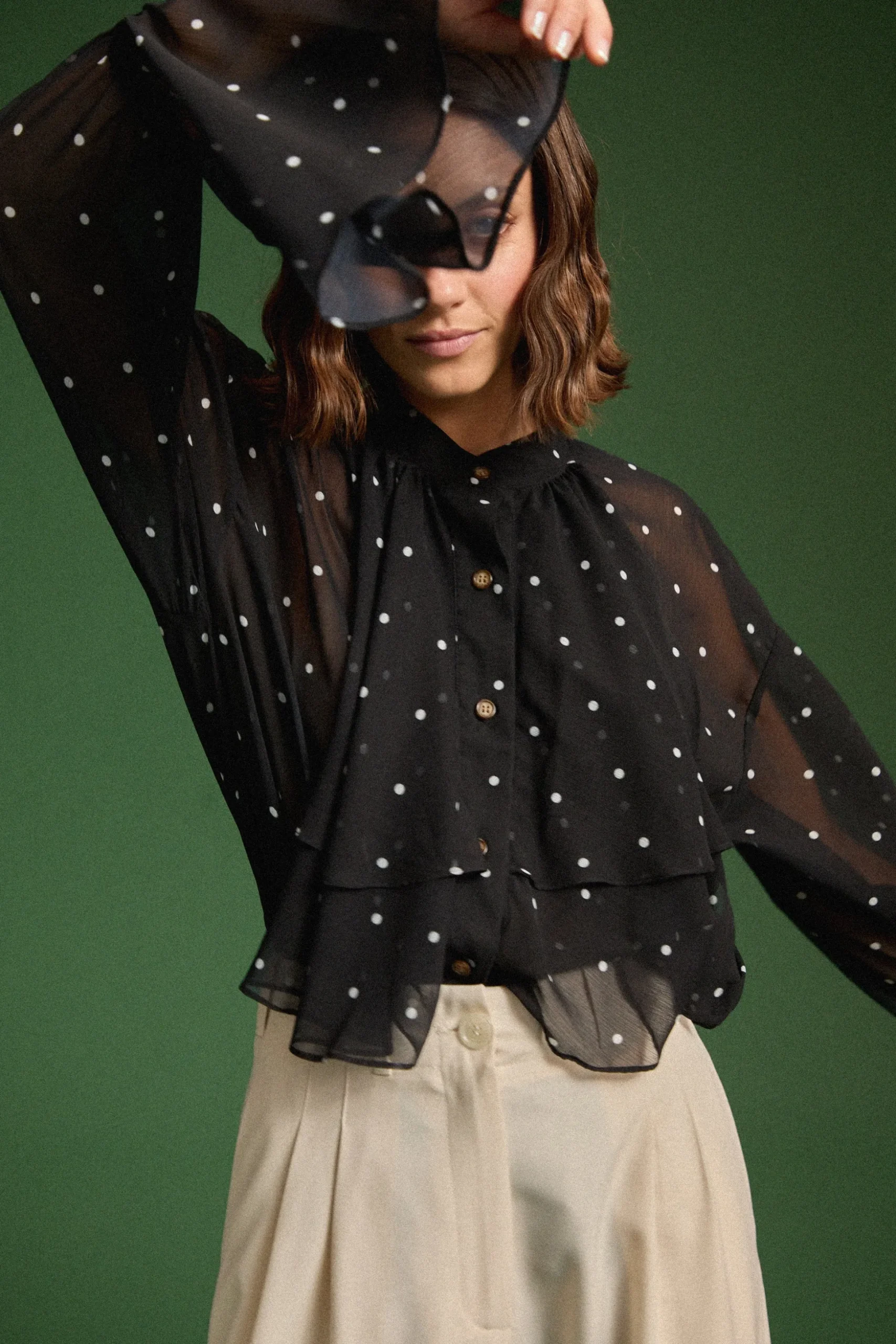 CHEMISE RAQUEL BLACK POLKA