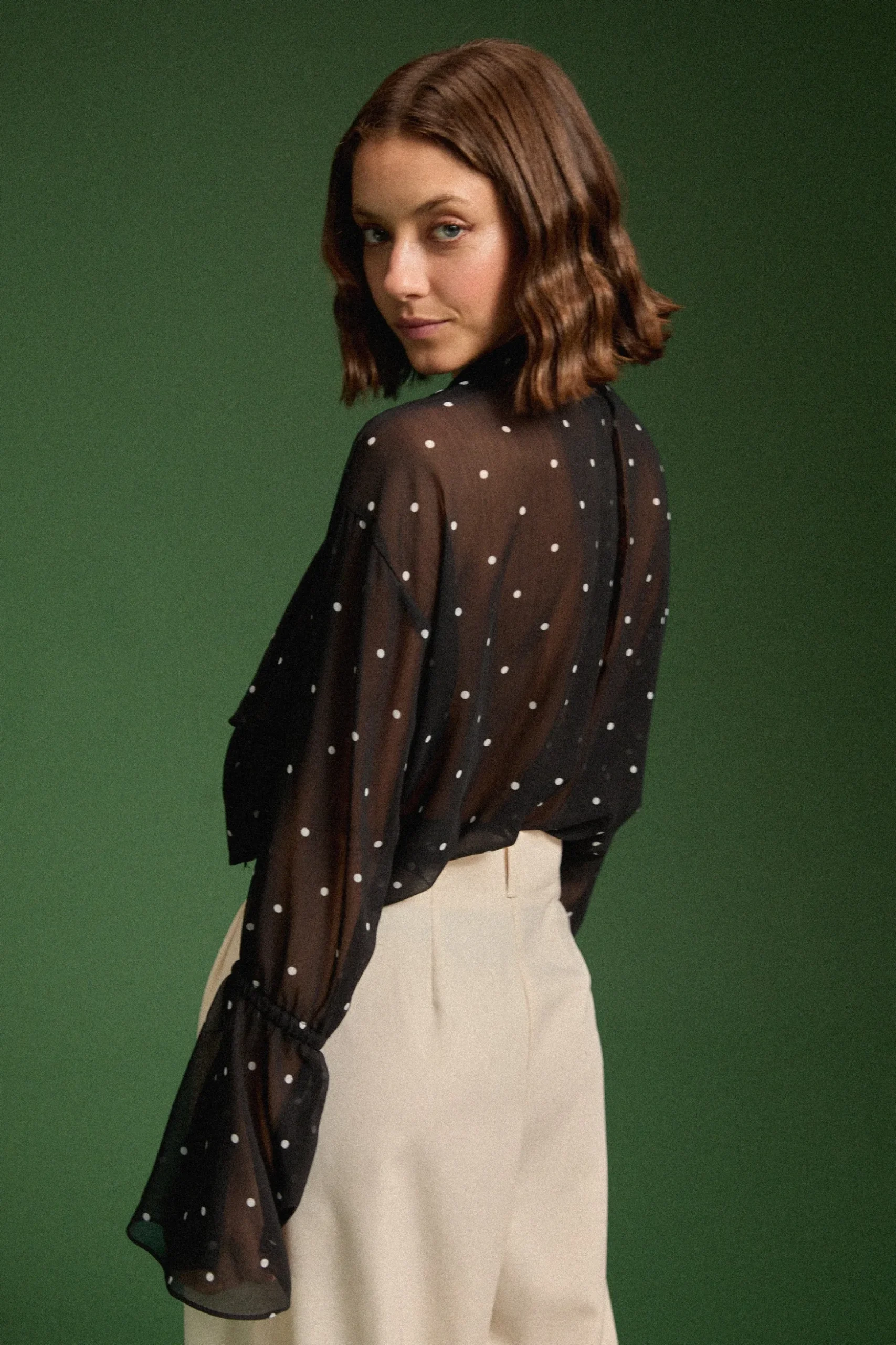 CHEMISE RAQUEL BLACK POLKA