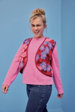 GILET RAVEL FLEURS 70'S PURPLE