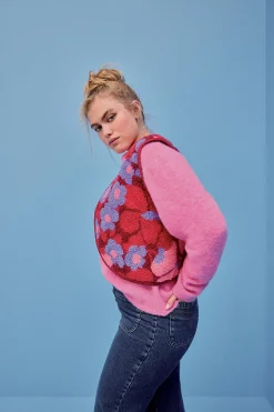 GILET RAVEL FLEURS 70'S PURPLE