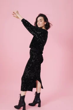 JUPE SARAH SEQUINS NOIR