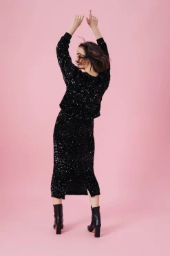 JUPE SARAH SEQUINS NOIR