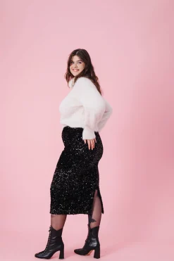 JUPE SARAH SEQUINS NOIR