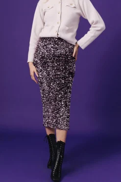 JUPE SARAH SEQUINS ROSE