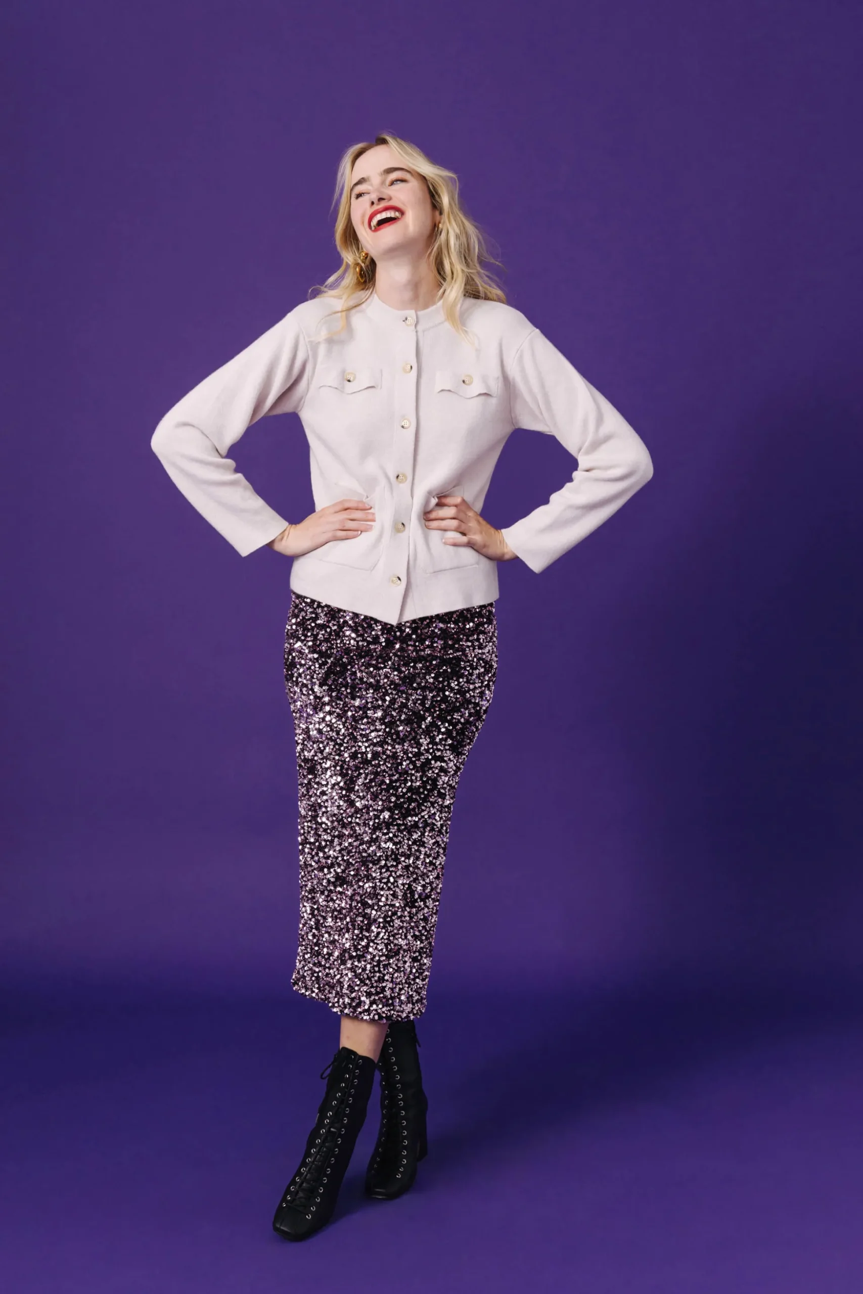 JUPE SARAH SEQUINS ROSE