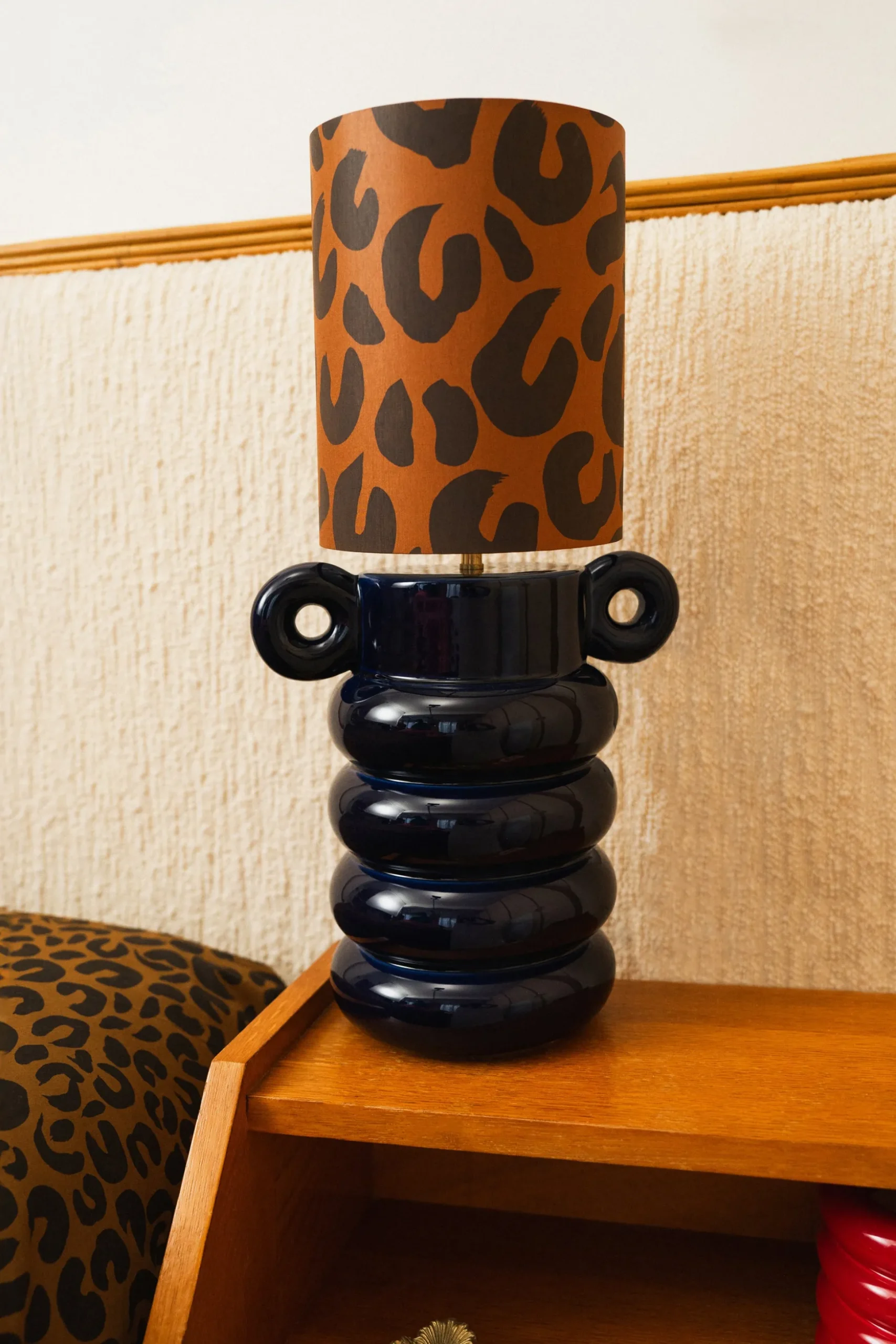 LAMPE ALI LEOPARD & BLEU MARINE