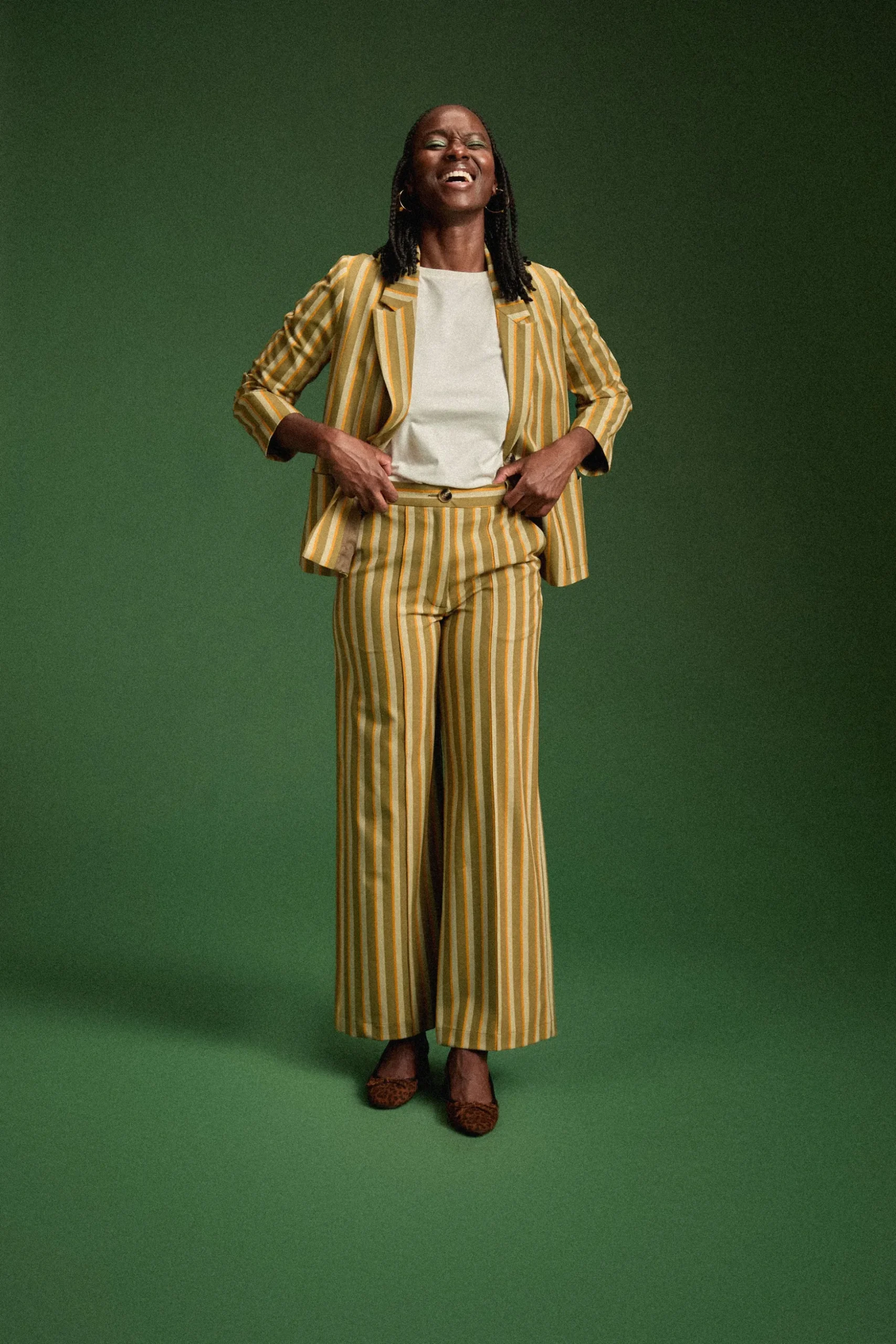 PANTALON KARL RAYURES VERTES