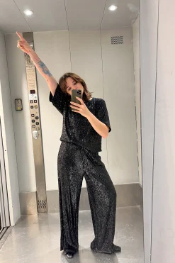 PANTALON SAM SEQUINS NOIRS