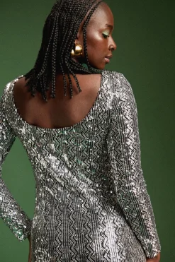 ROBE MADISON SEQUINS ARGENTE