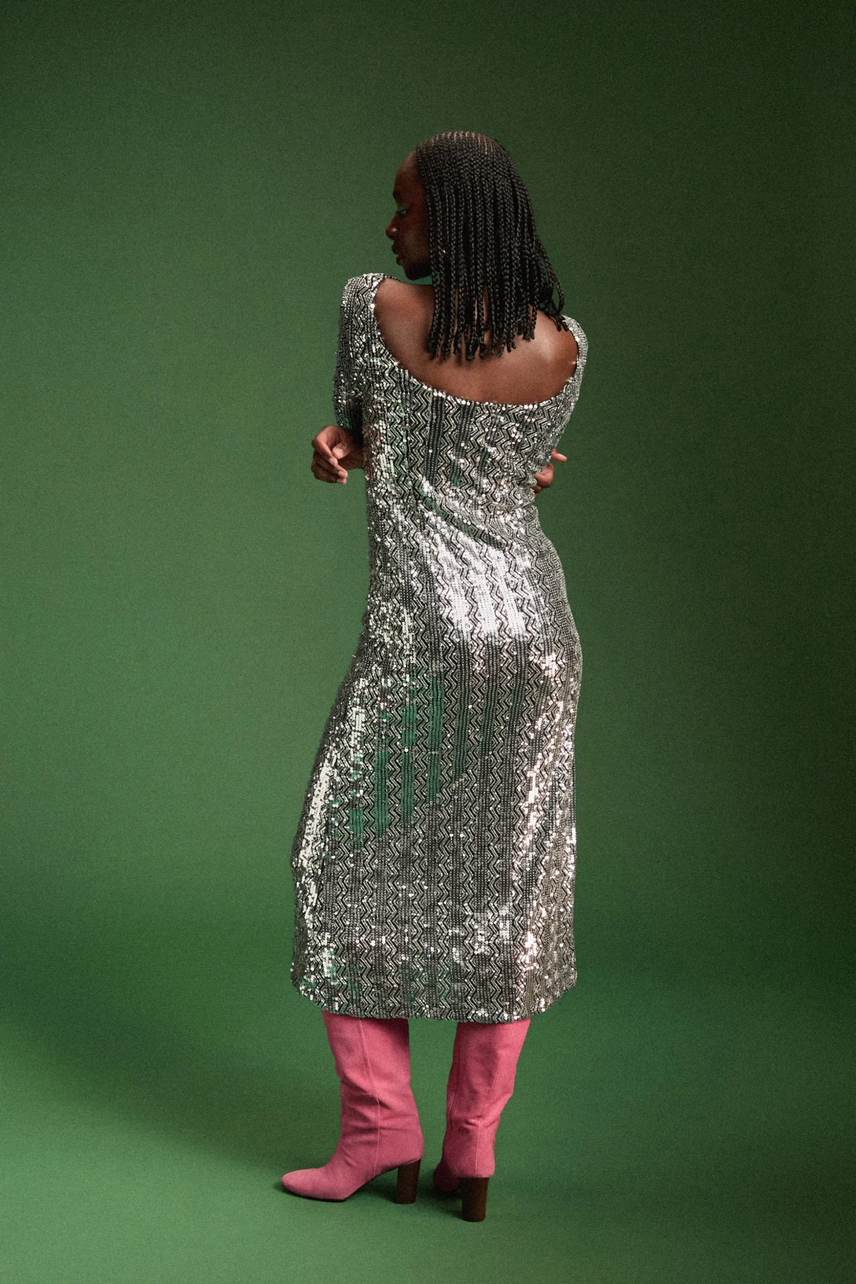 ROBE MADISON SEQUINS ARGENTE