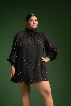 ROBE ROMINA BLACK POLKA