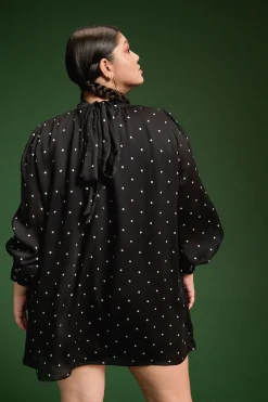ROBE ROMINA BLACK POLKA