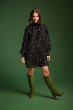 ROBE ROMINA BLACK POLKA