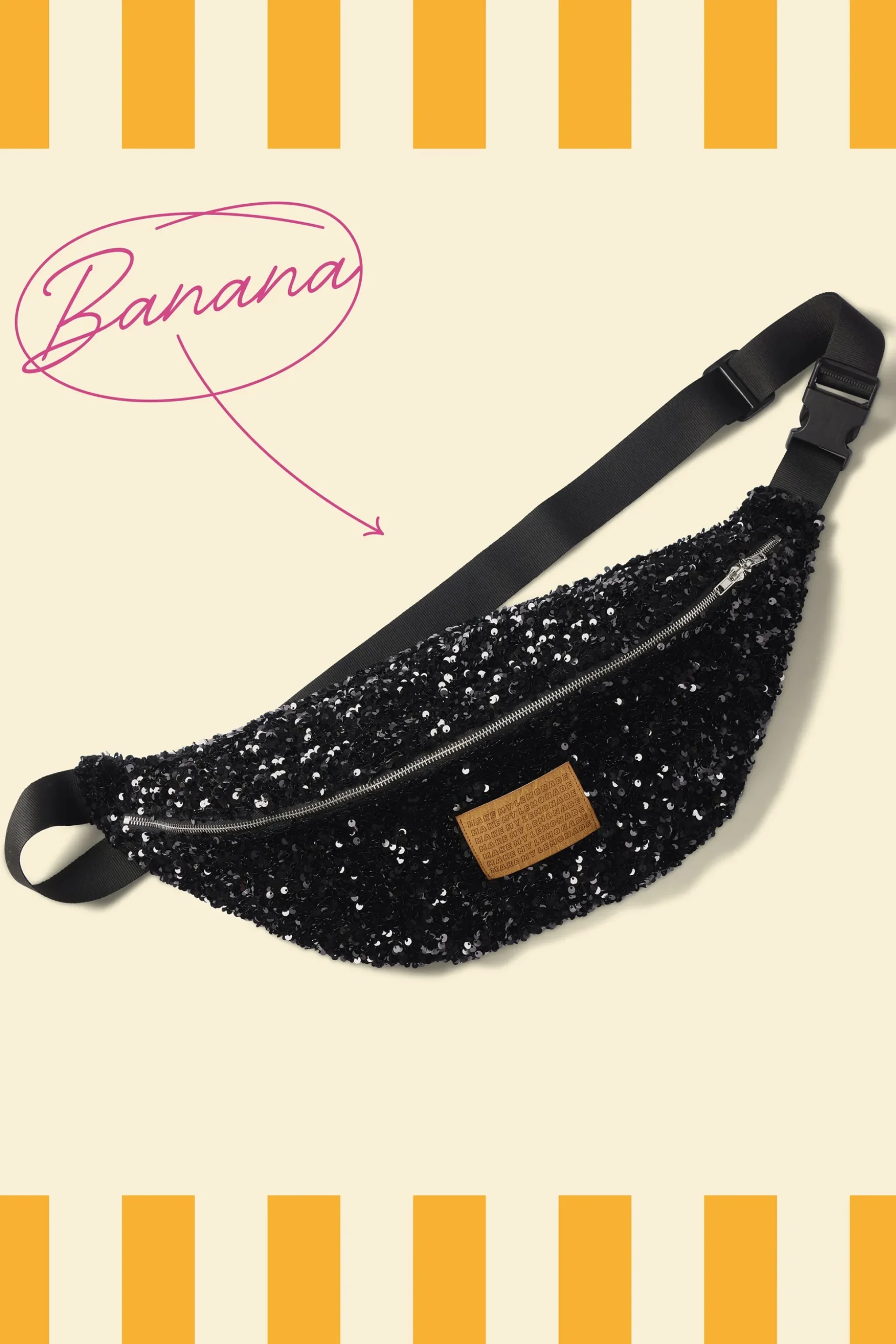 SAC BANANA SEQUINS NOIRS