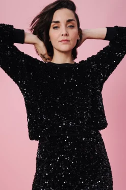 SWEAT HENRI SEQUINS NOIRS