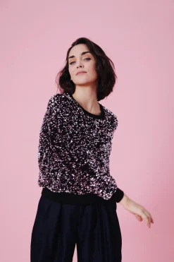 SWEAT HENRI SEQUINS ROSE