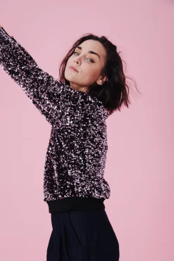 SWEAT HENRI SEQUINS ROSE