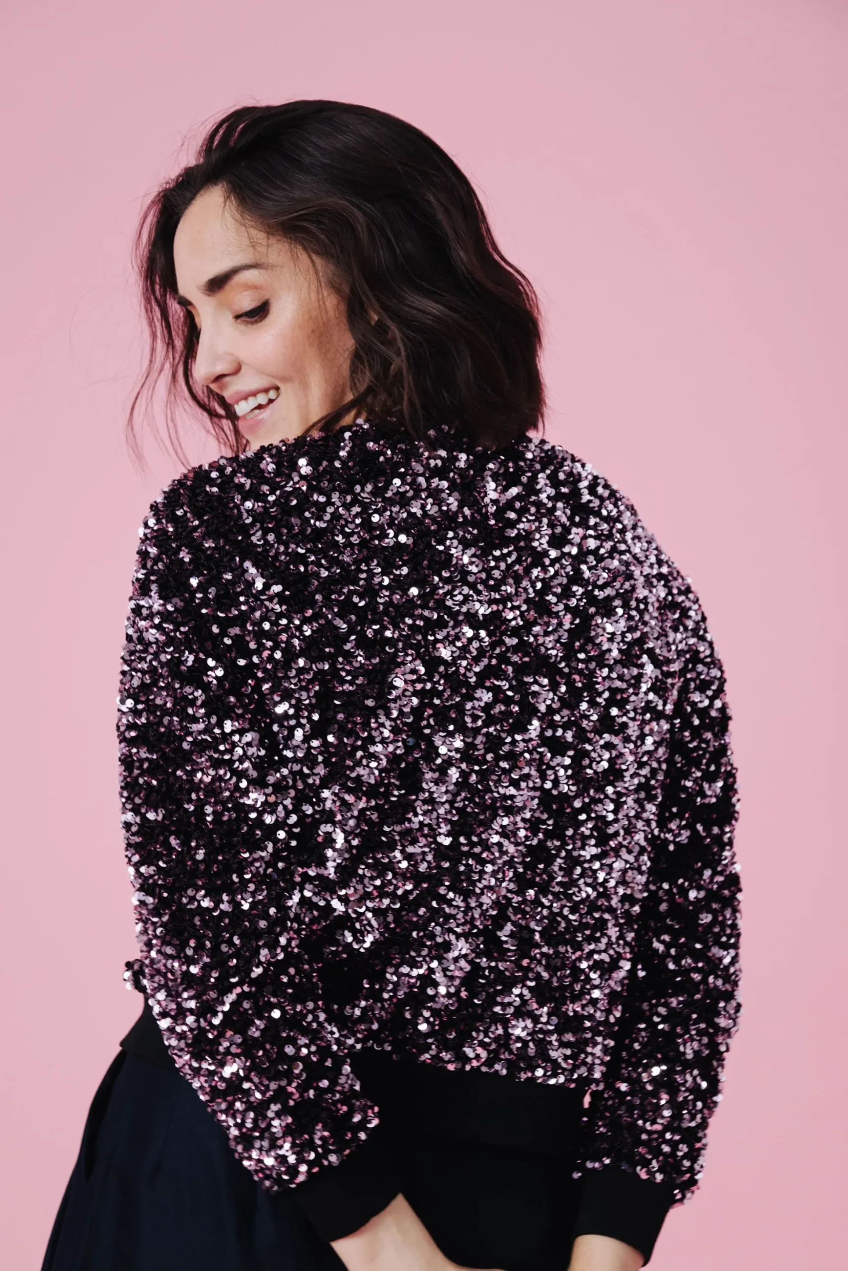 SWEAT HENRI SEQUINS ROSE