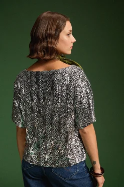 TOP SONIA SEQUINS ARGENTE