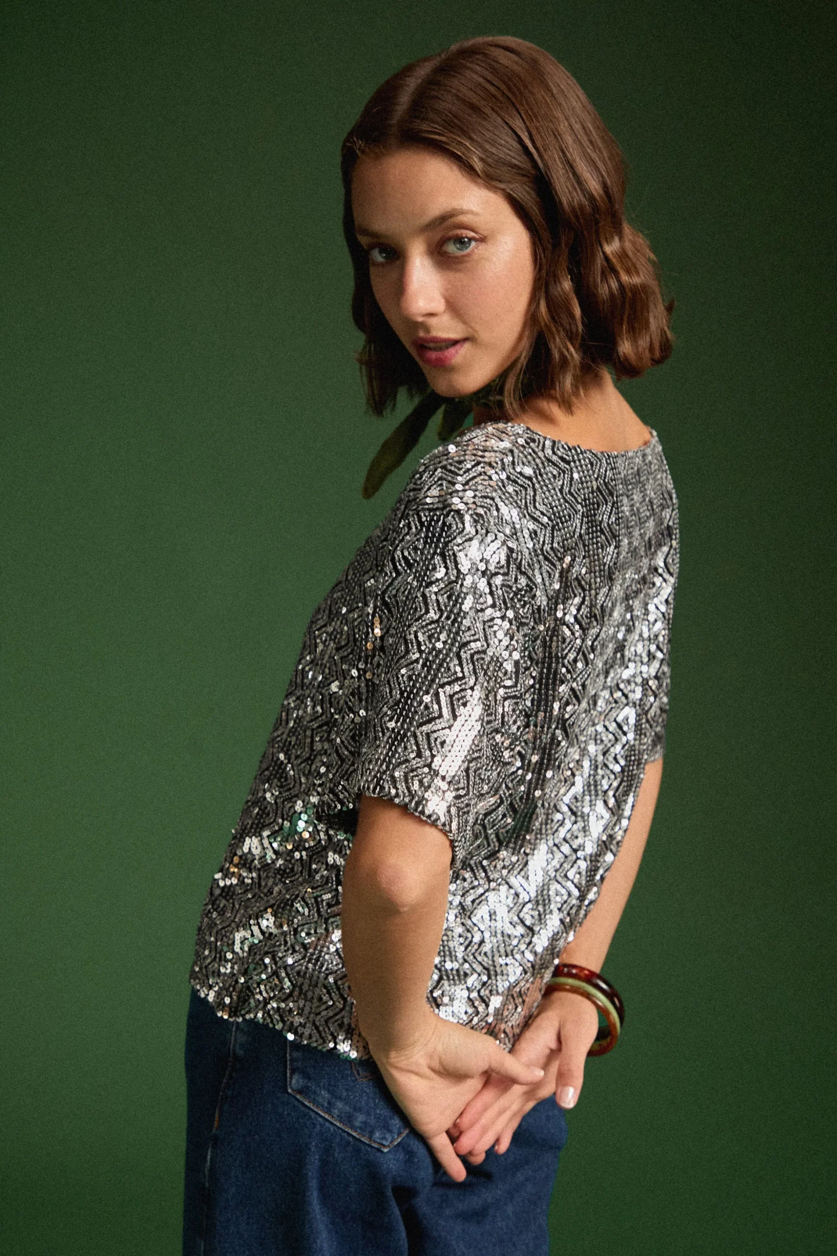 TOP SONIA SEQUINS ARGENTE